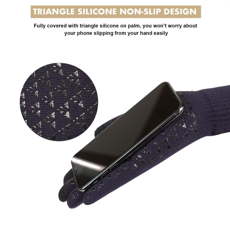 TRENDOUX Winter Gloves for Men, Womens Gloves with Touchscreen Fingers - Thermal Liners - Anti-Slip Grip - Elastic Cuff - Premium Material - Knit Glove for Phone Texting Typing Outdoor - Navy - M - Image 4